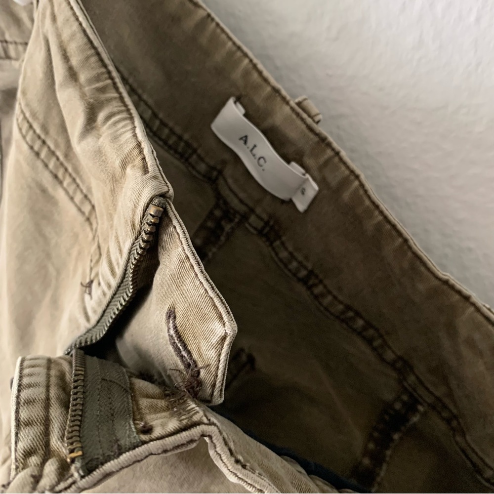 A.L.C Olive Khaki Green Straight Leg Stretch Twill Utility Military Pants Cargo - Picture 6 of 8